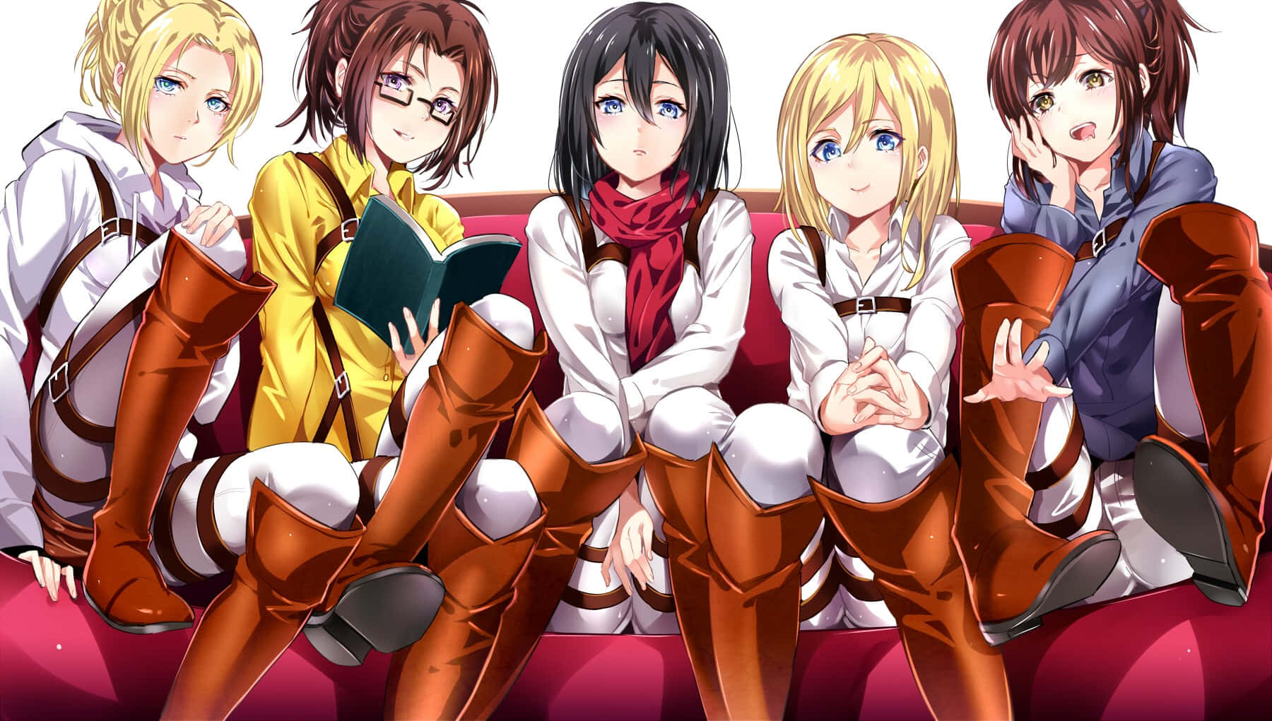 Attackon Titan Female Characters Casual Wallpaper