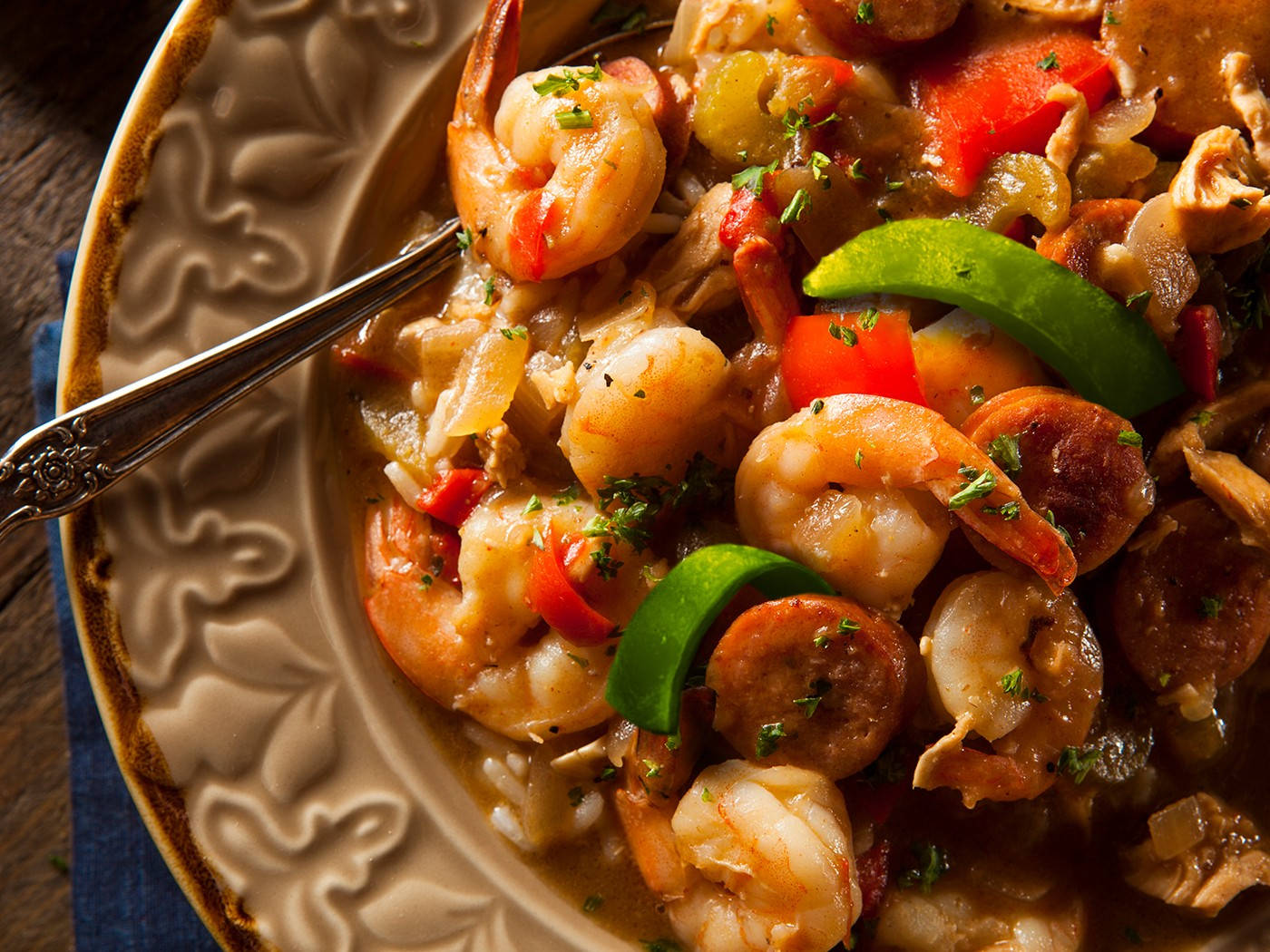 Authentic Southern Gumbo Served On A Unique Plate Wallpaper