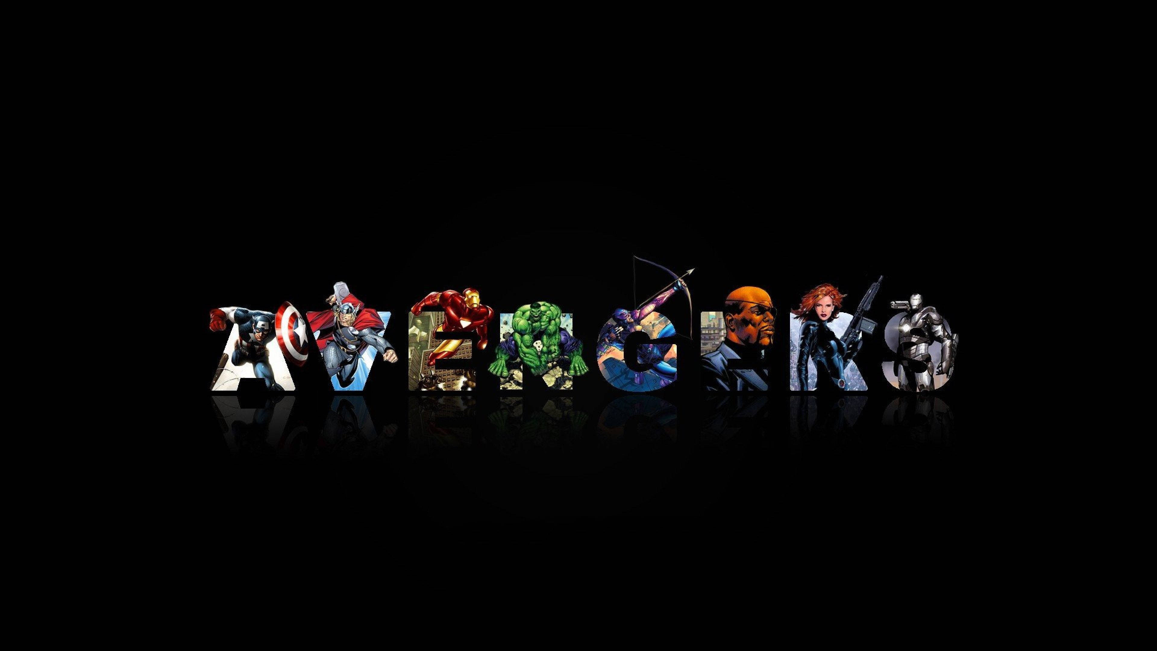 Avengers 3d Lettering On Black Desktop Wallpaper