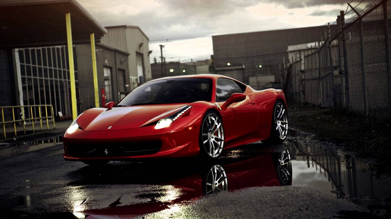 Awesome Red 458 1366x768 Ferrari Hd Wallpaper