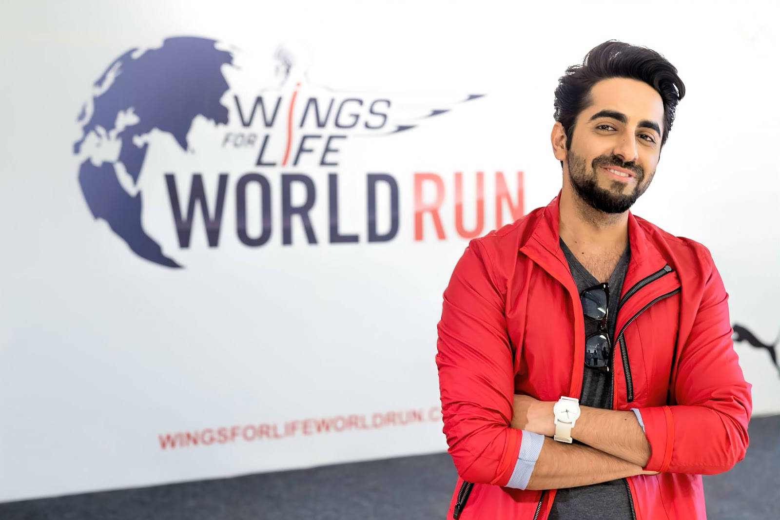 Ayushmann Khurrana In Red Jacket Wallpaper