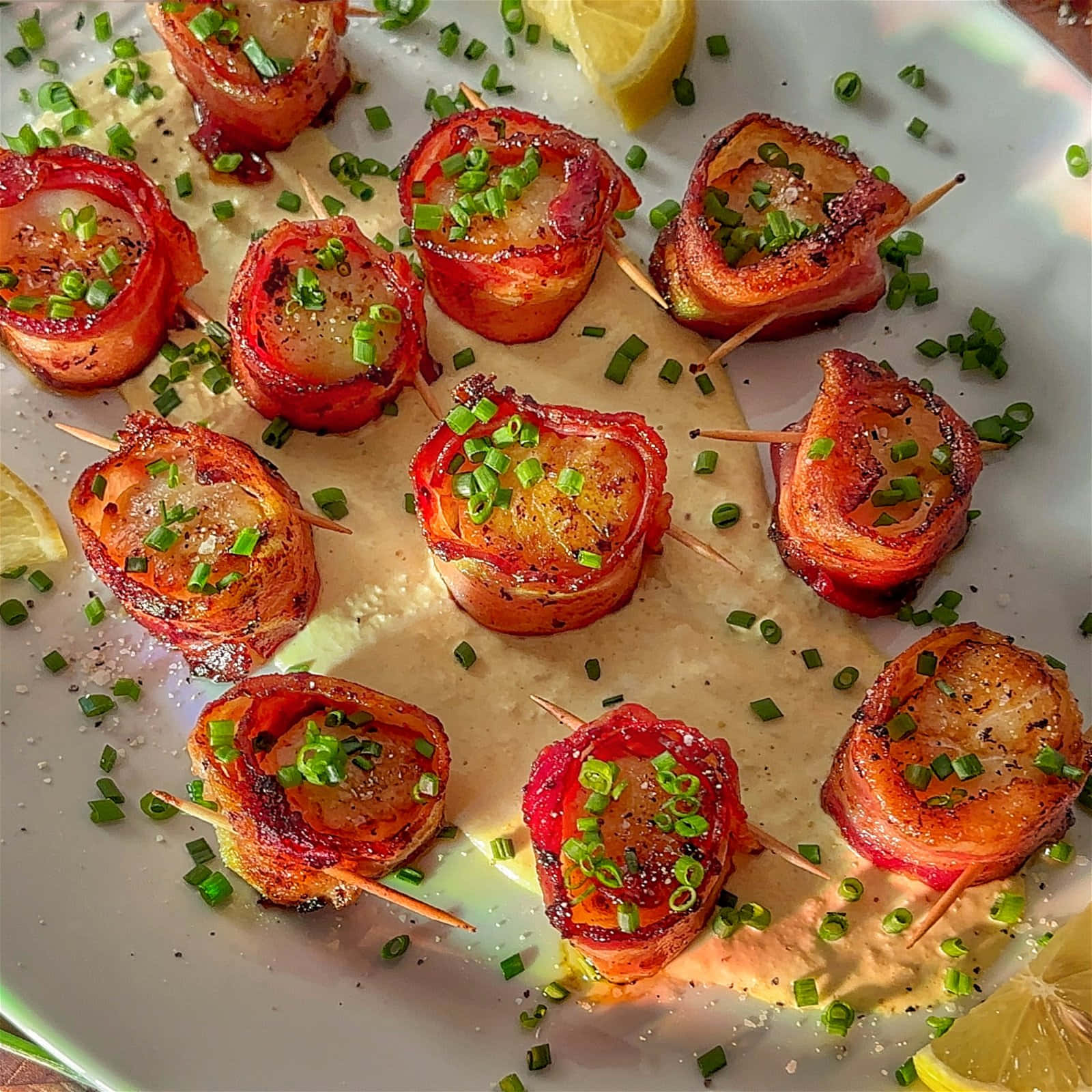 Bacon Wrapped Scallops Dish Wallpaper