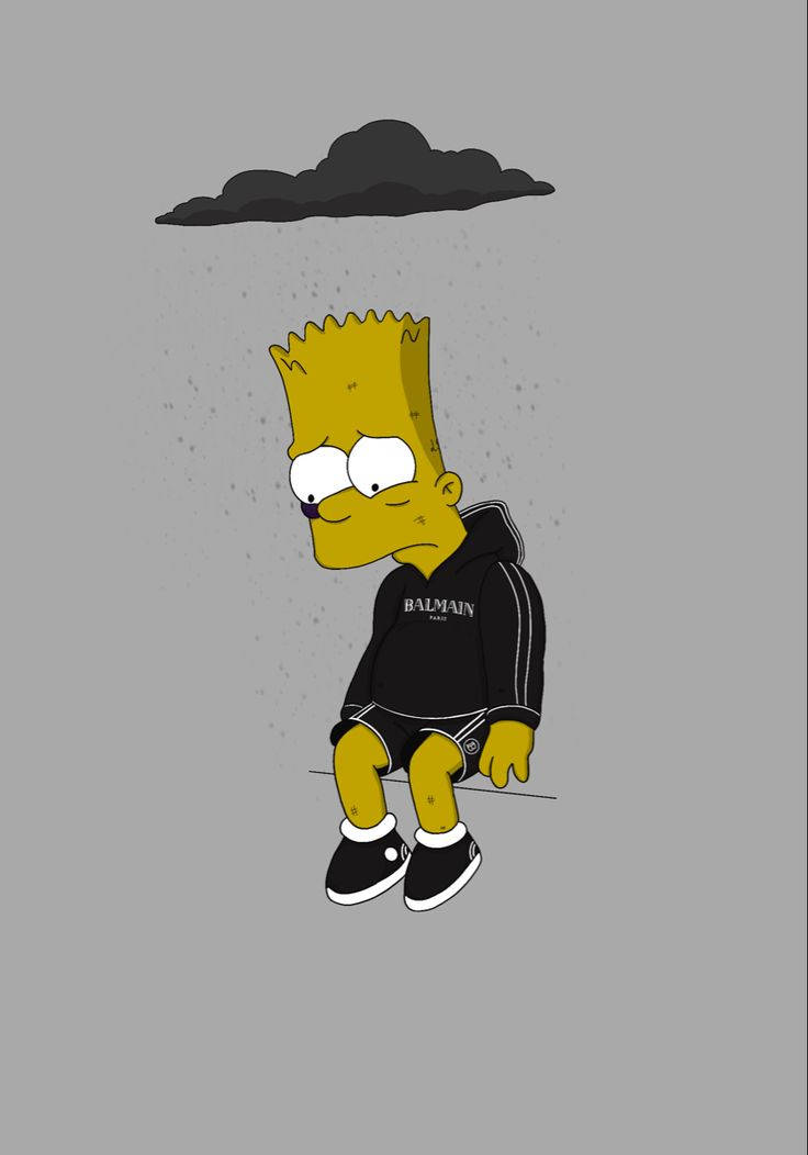 Bart Sad Storm Cloud Wallpaper