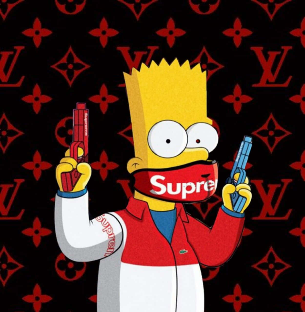 Bart Simpson Looking Stylish In Supreme Wallpaper