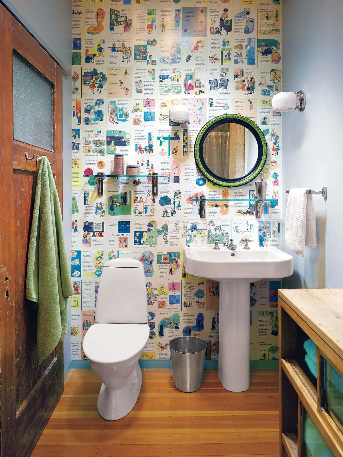 Bathroom Comic Panels Wall Wallpaper