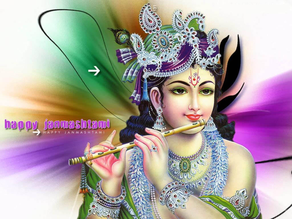 Beautiful Krishna Happy Janmashtami Poster Wallpaper