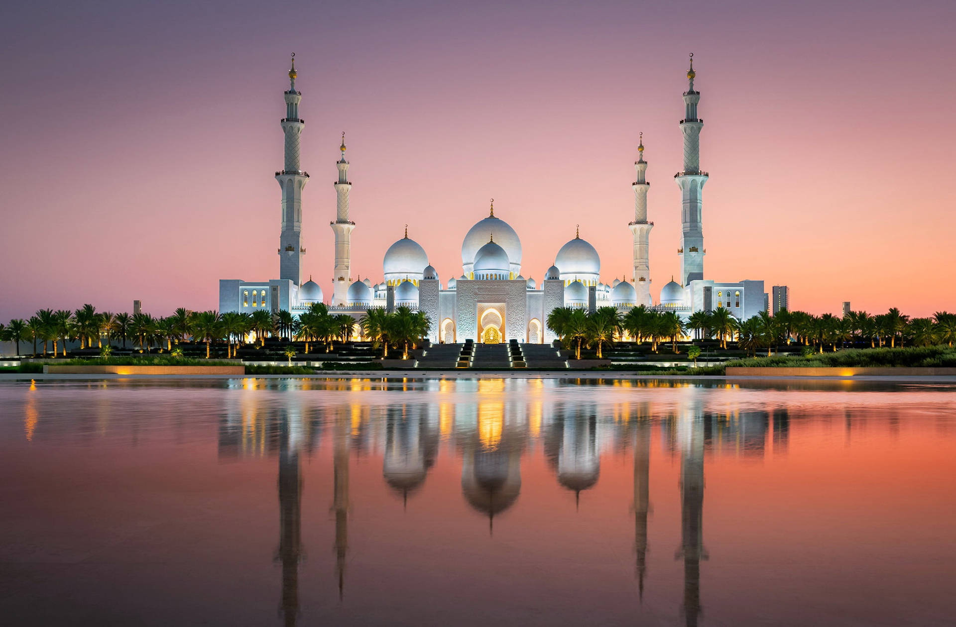 Beautiful Mosque Sheikh Zayed Dusk Wallpaper