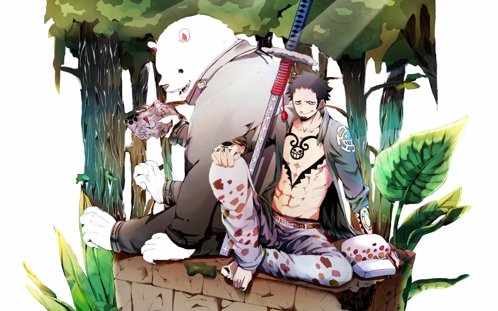 Bepo And Trafalgar Law One Piece Digital Art Wallpaper