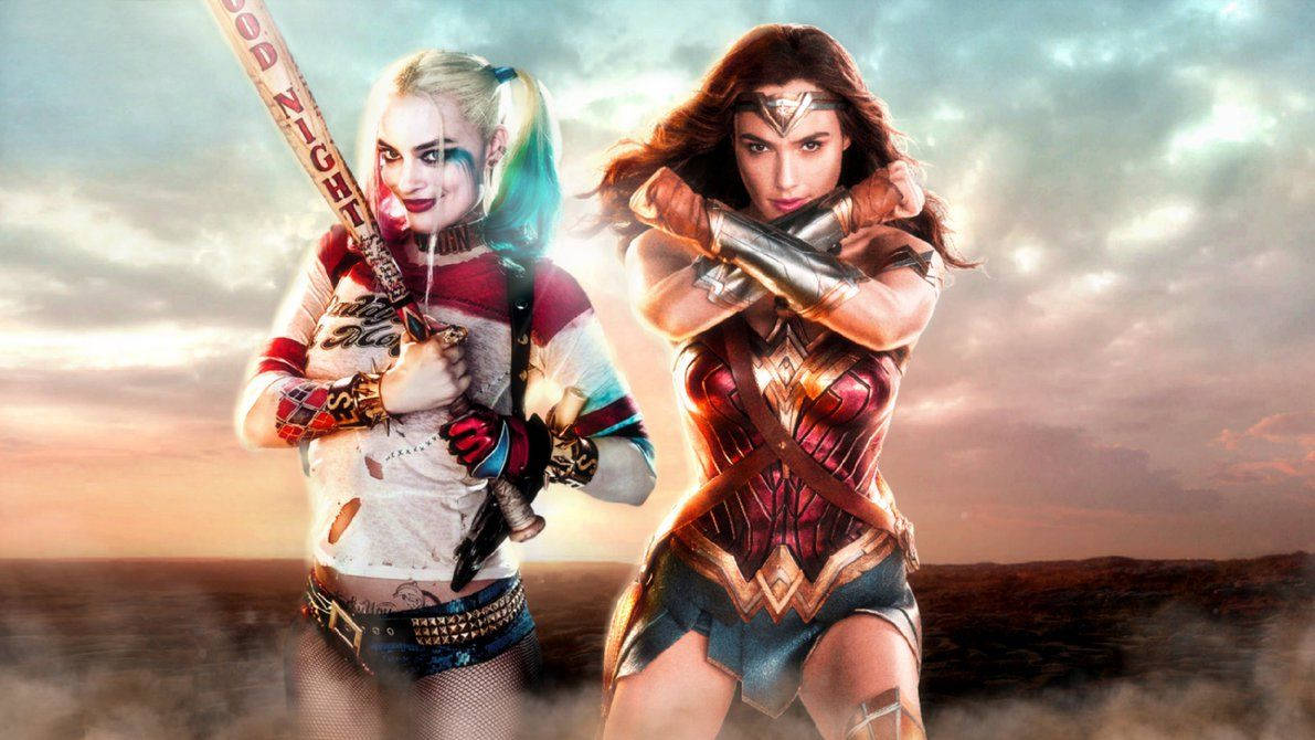 Best Friends! Wonder Woman And Harley Quinn Team Up Wallpaper