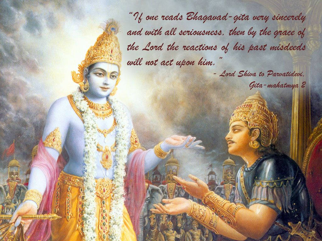 Bhagavad Gita Graphic Artwork With Inspirational Quote Wallpaper