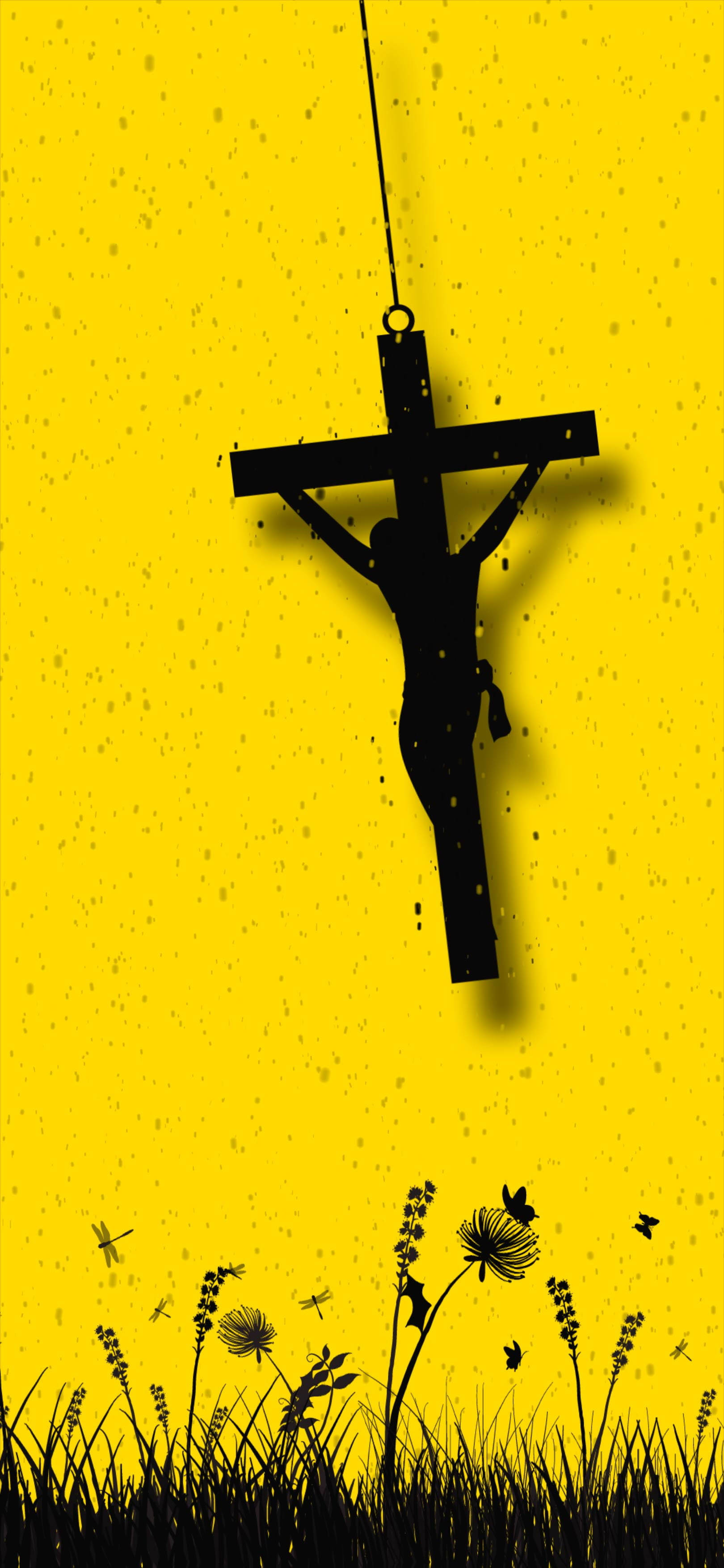 Biblical Cross Yellow Wallpaper