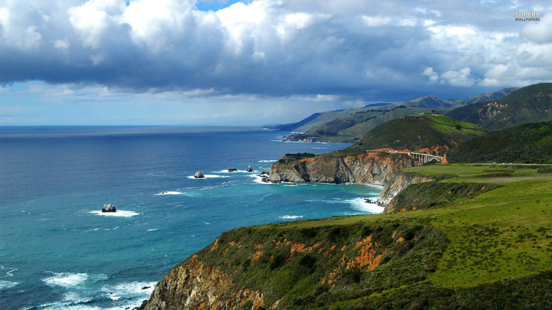 Big Sur Sunny Day Oceanscape Wallpaper