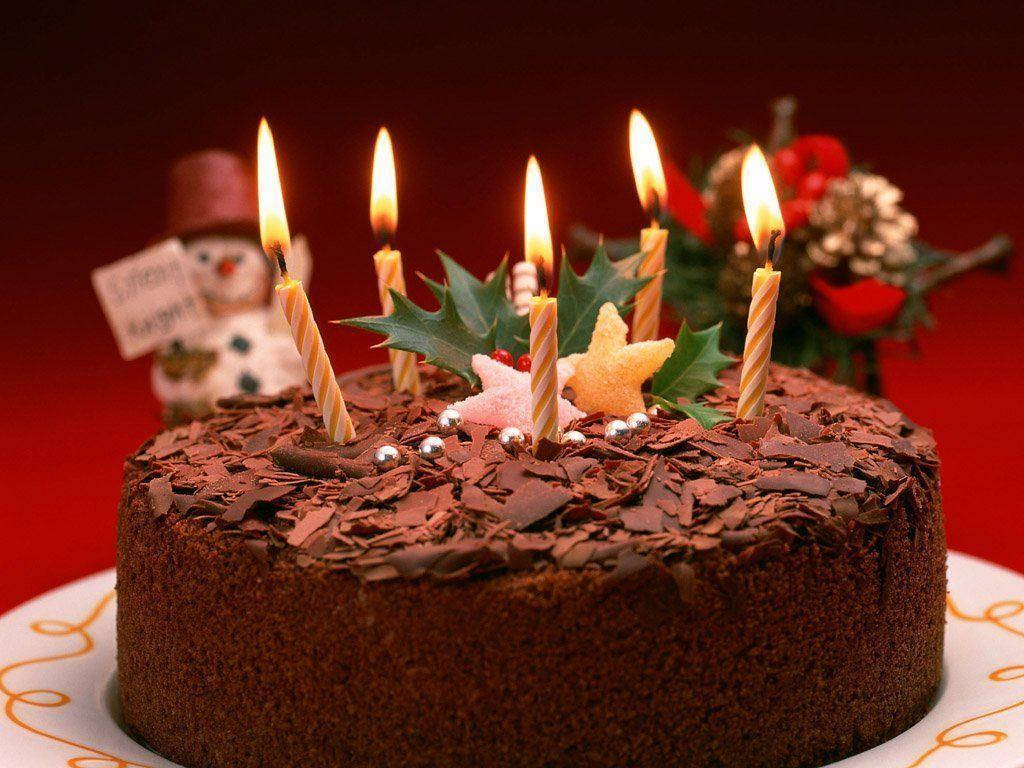 Birthday Cake With Chocolate Shavings Wallpaper