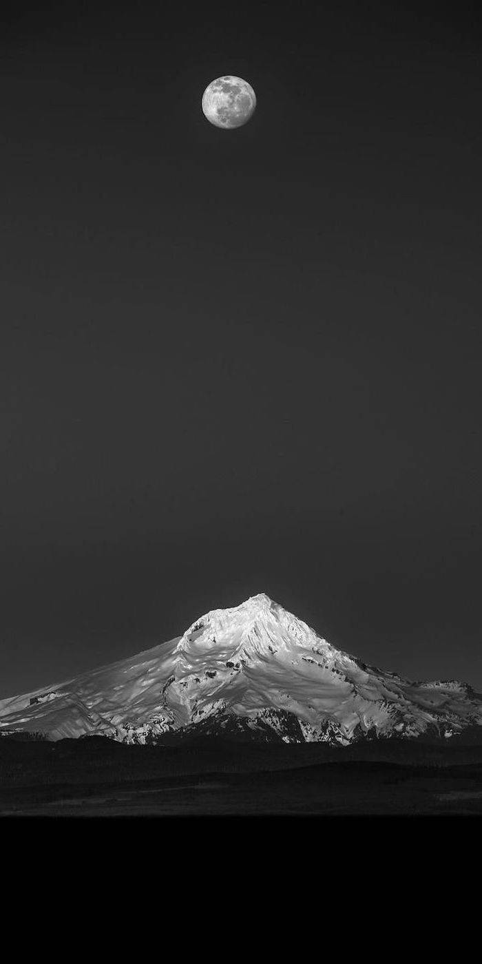 Black Aesthetic Phone Moon Above Mountain Wallpaper