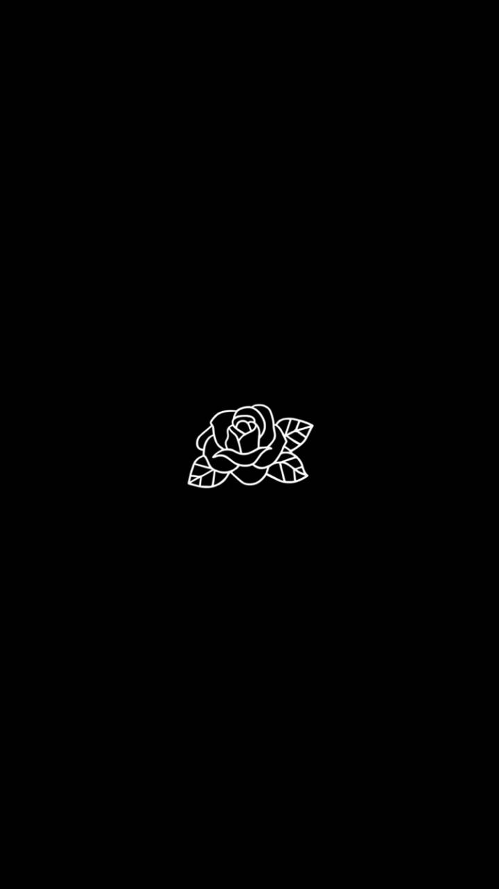 Black Aesthetic Rose White Neon Wallpaper