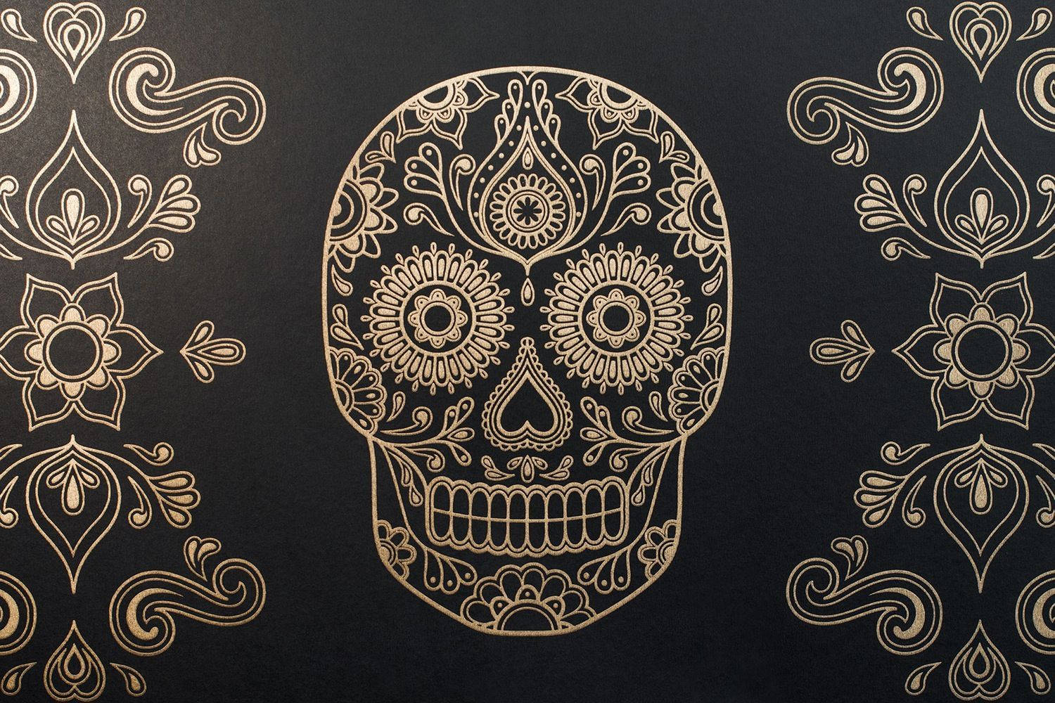 Black And Gold Sugar Skull Wallpaper