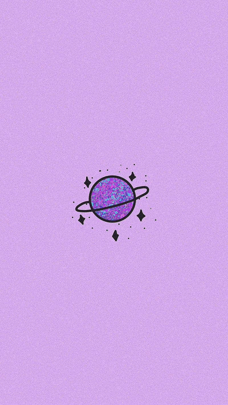 Black And Purple Aesthetic Planet Drawing Wallpaper