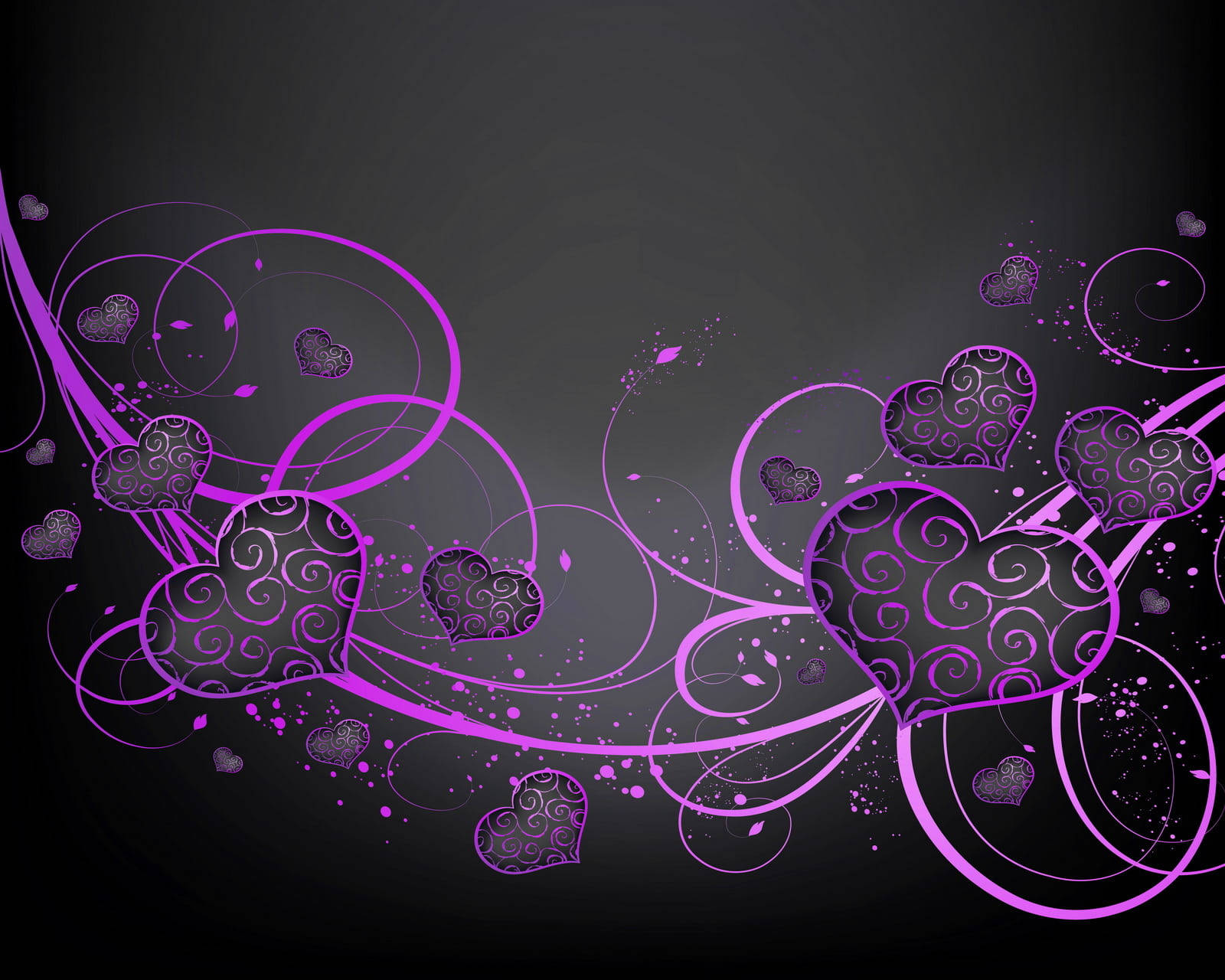 Black And Purple Hearts Wallpaper