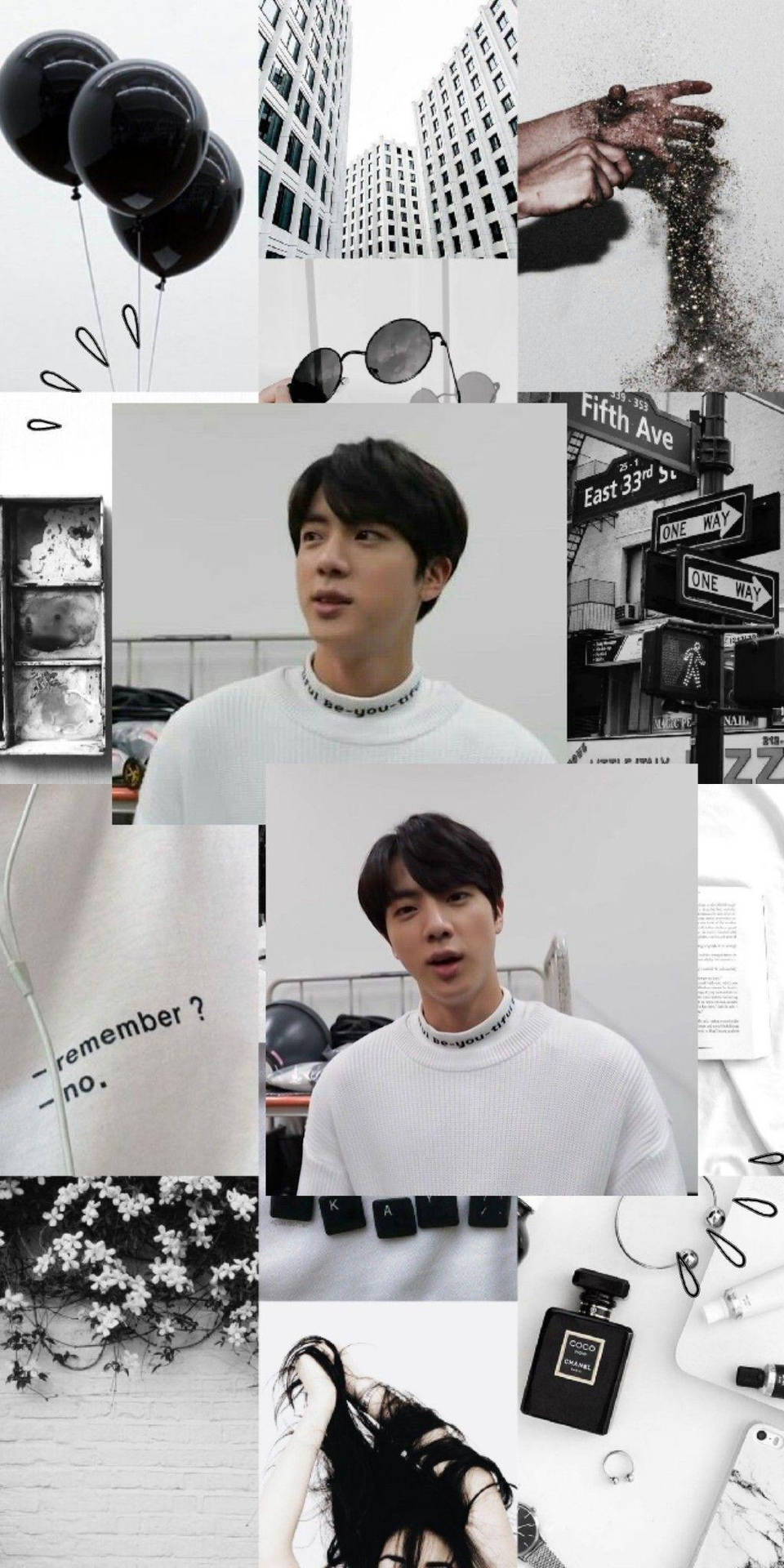 Black And White Bts Jin Aesthetic Wallpaper