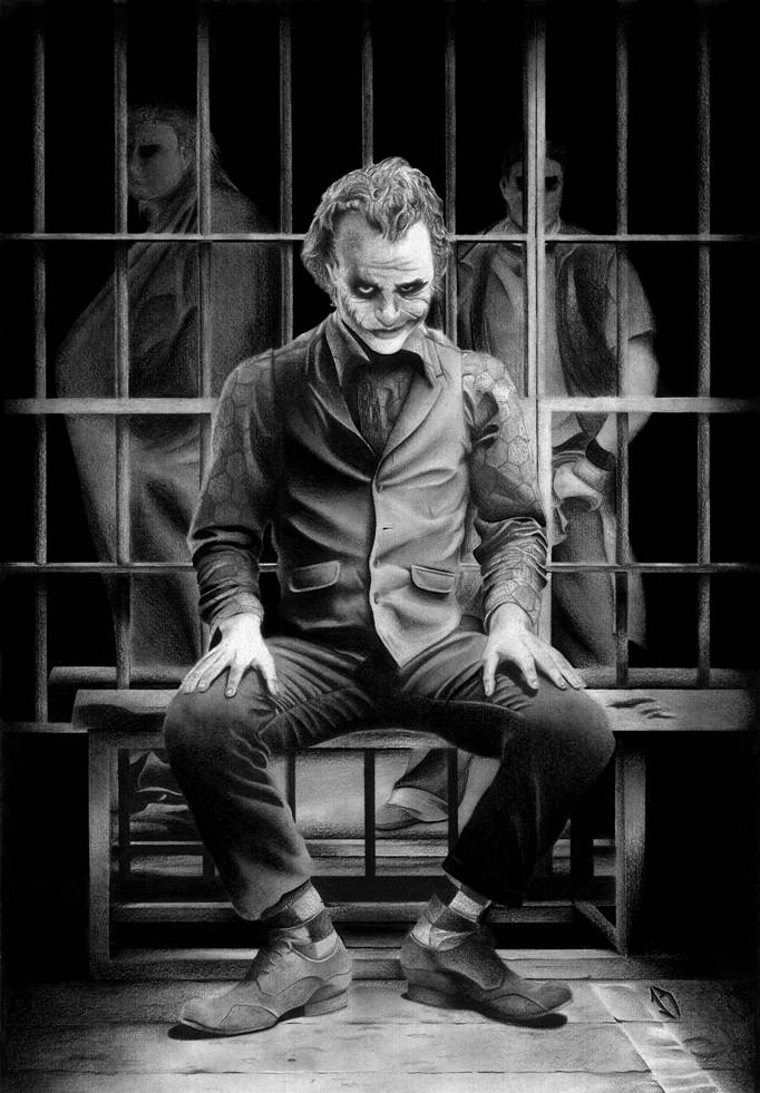 Black And White Joker Prison Cell Wallpaper