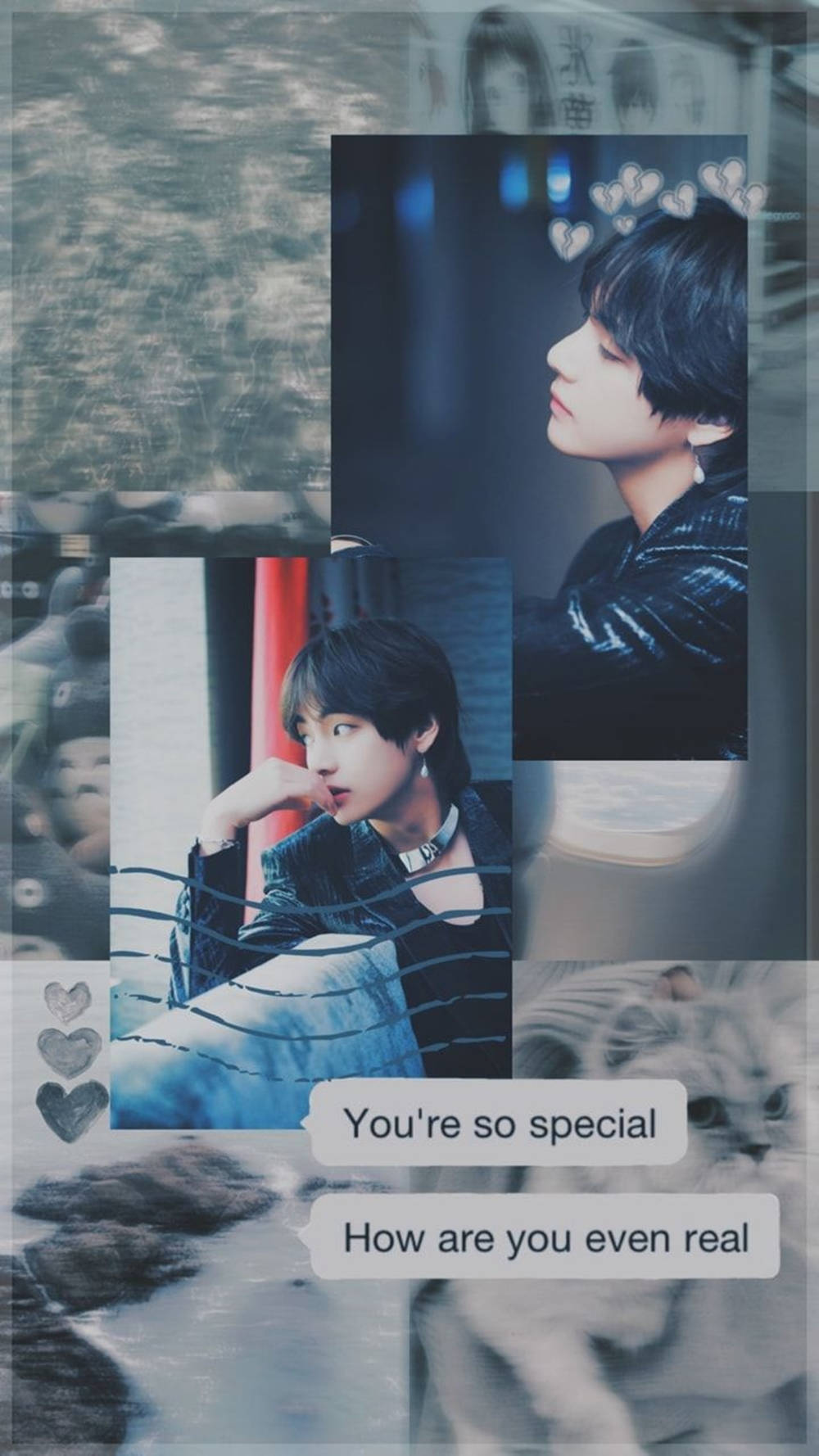 Black-haired Kim Tae-hyung Aesthetic Wallpaper