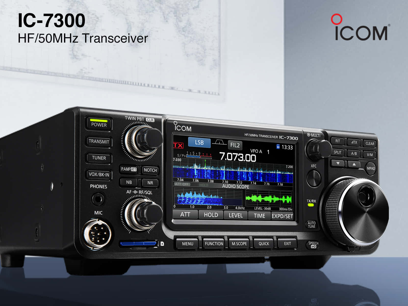 Black Ic 7300 Radio Transceiver Wallpaper