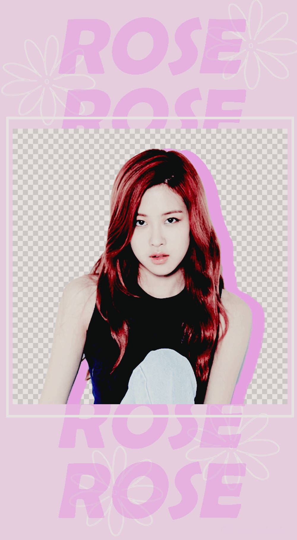 Blackpink Cute Cutout Sticker Of Rose Wallpaper