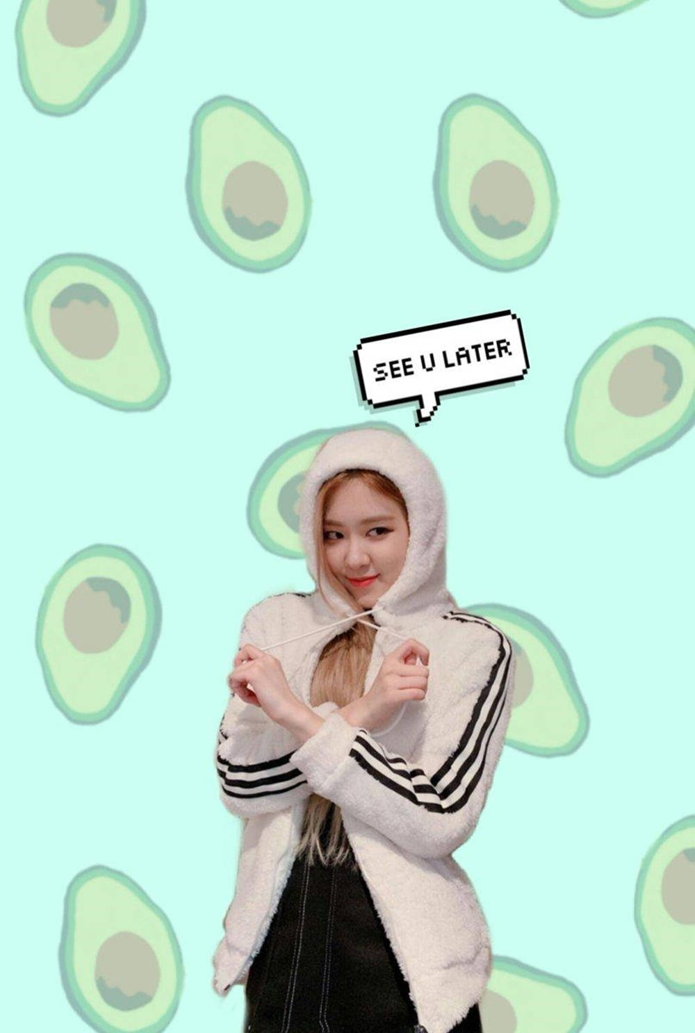 Blackpink Cute Hooded Rose Avocado Wallpaper