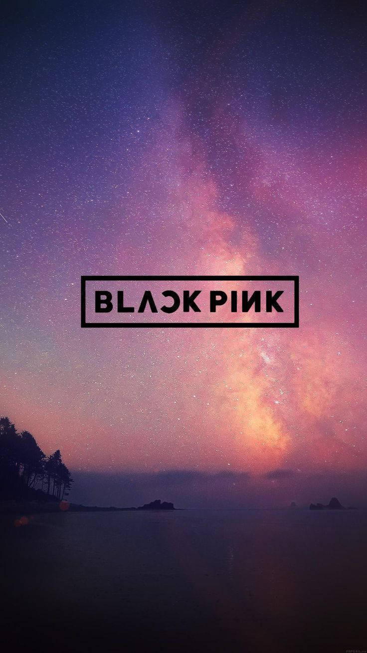 Blackpink Logo Over Galaxy Sky And Ocean Wallpaper