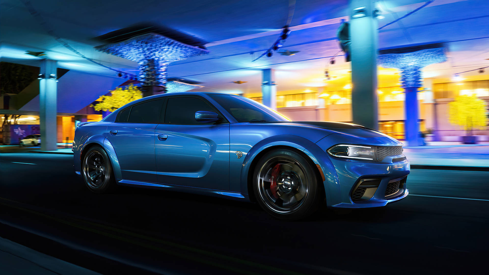 Blue Dodge Challenger Roaring In The Tunnel Wallpaper