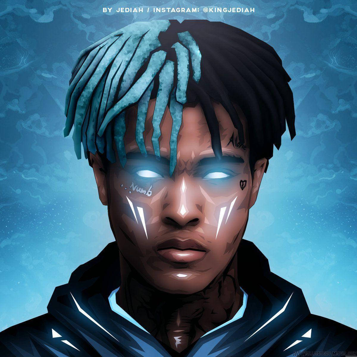 Blue Green Eyes Xxxtentacion Cartoon Wallpaper