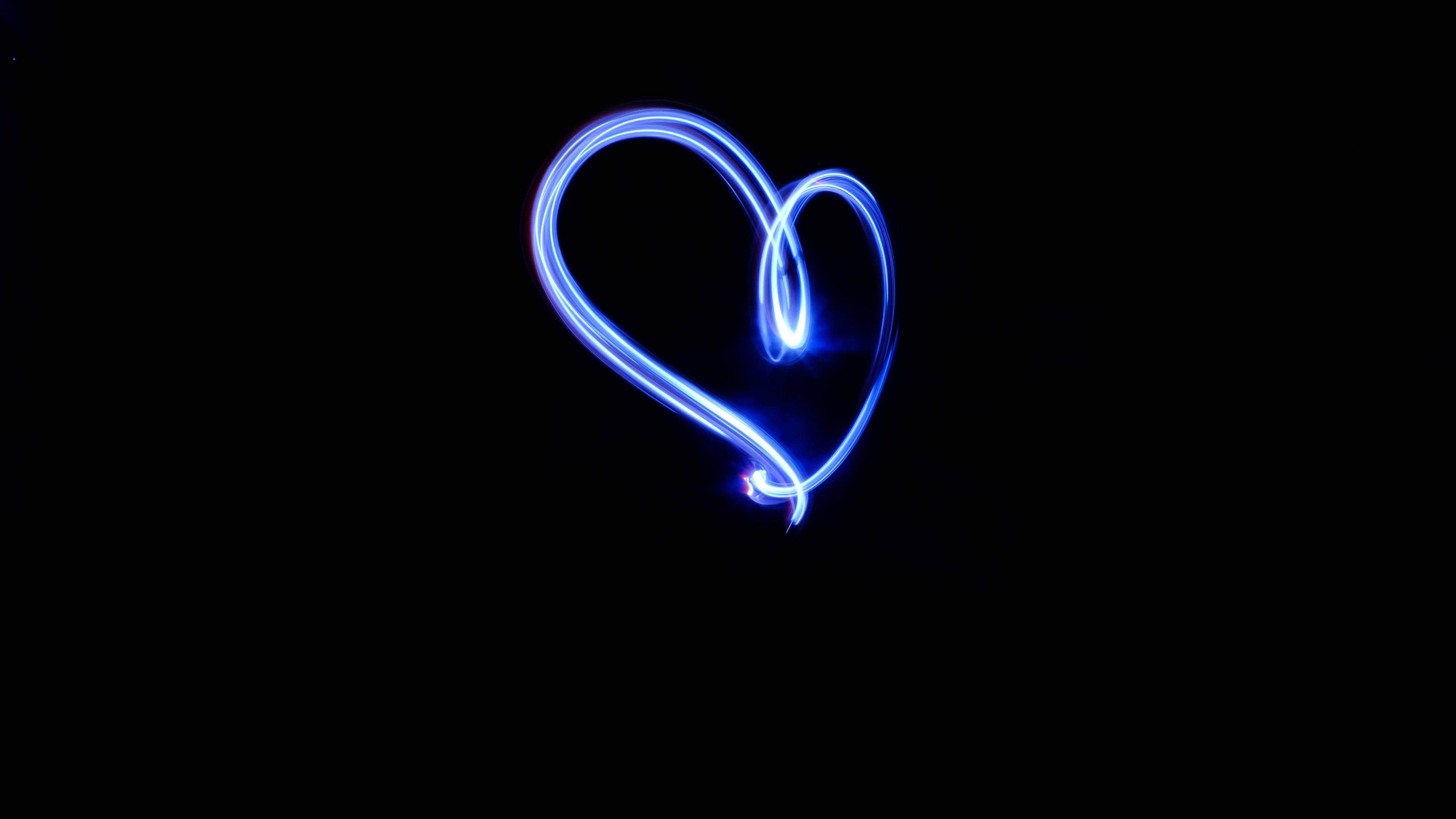 Blue Heart Led 4k Wallpaper