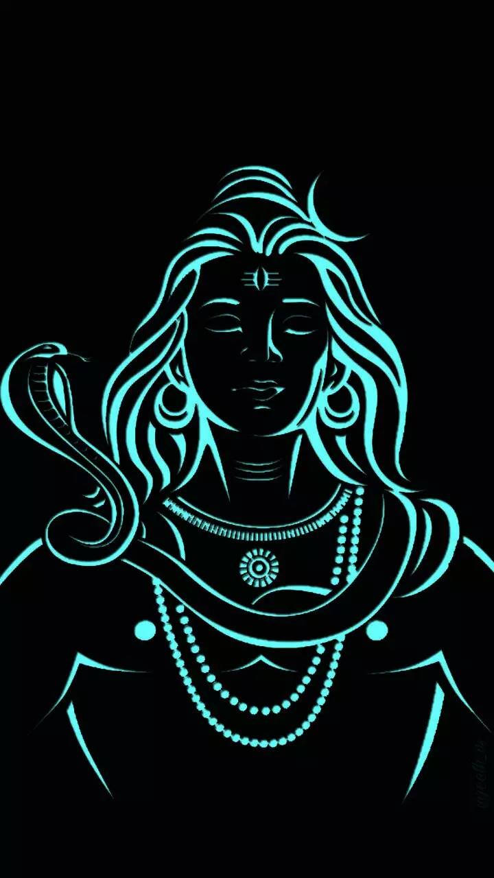 Blue Mahadev Rudra Avatar Outline Wallpaper