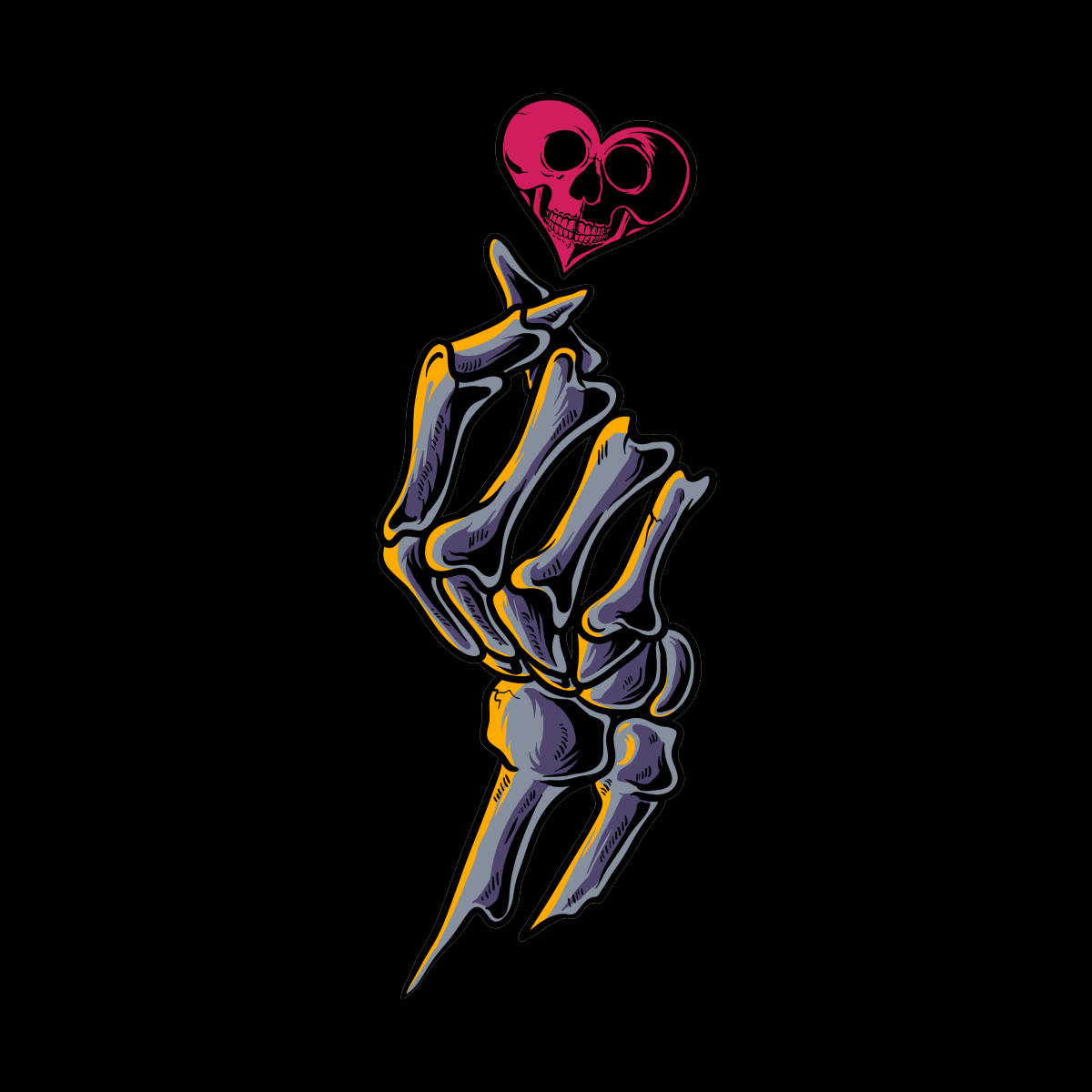 Bony Finger Heart Of Skeleton Wallpaper