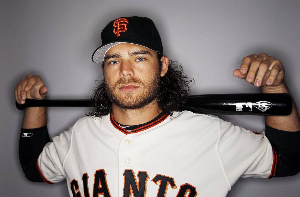 Brandon Crawford With Bat Over Shoulders Wallpaper