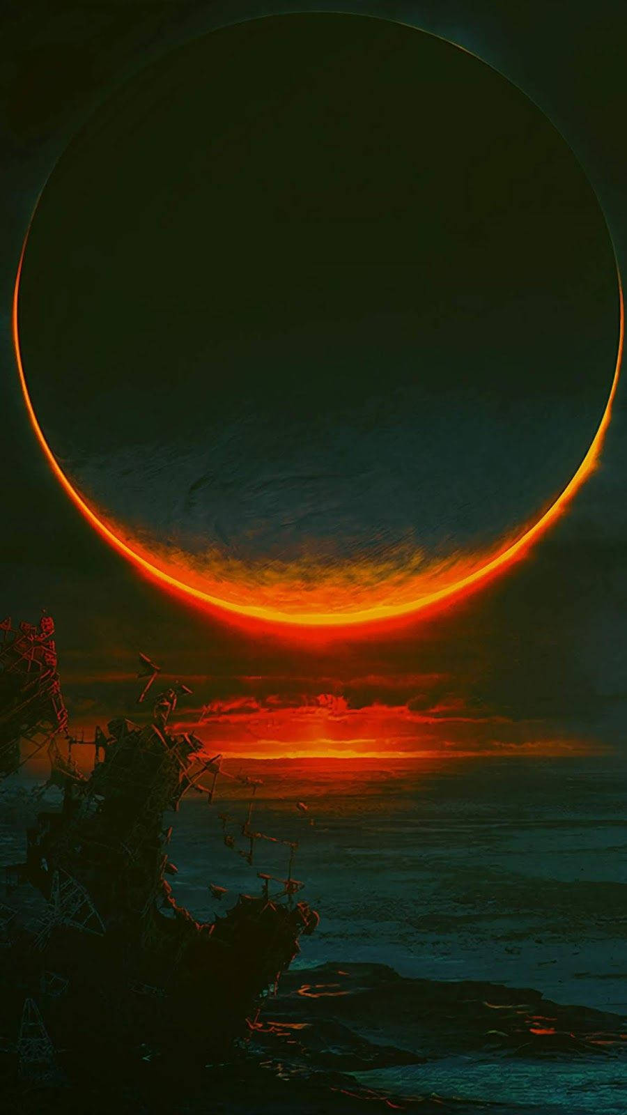 Breathtaking Solar Eclipse Shrouded In Deep Red Hues. Wallpaper