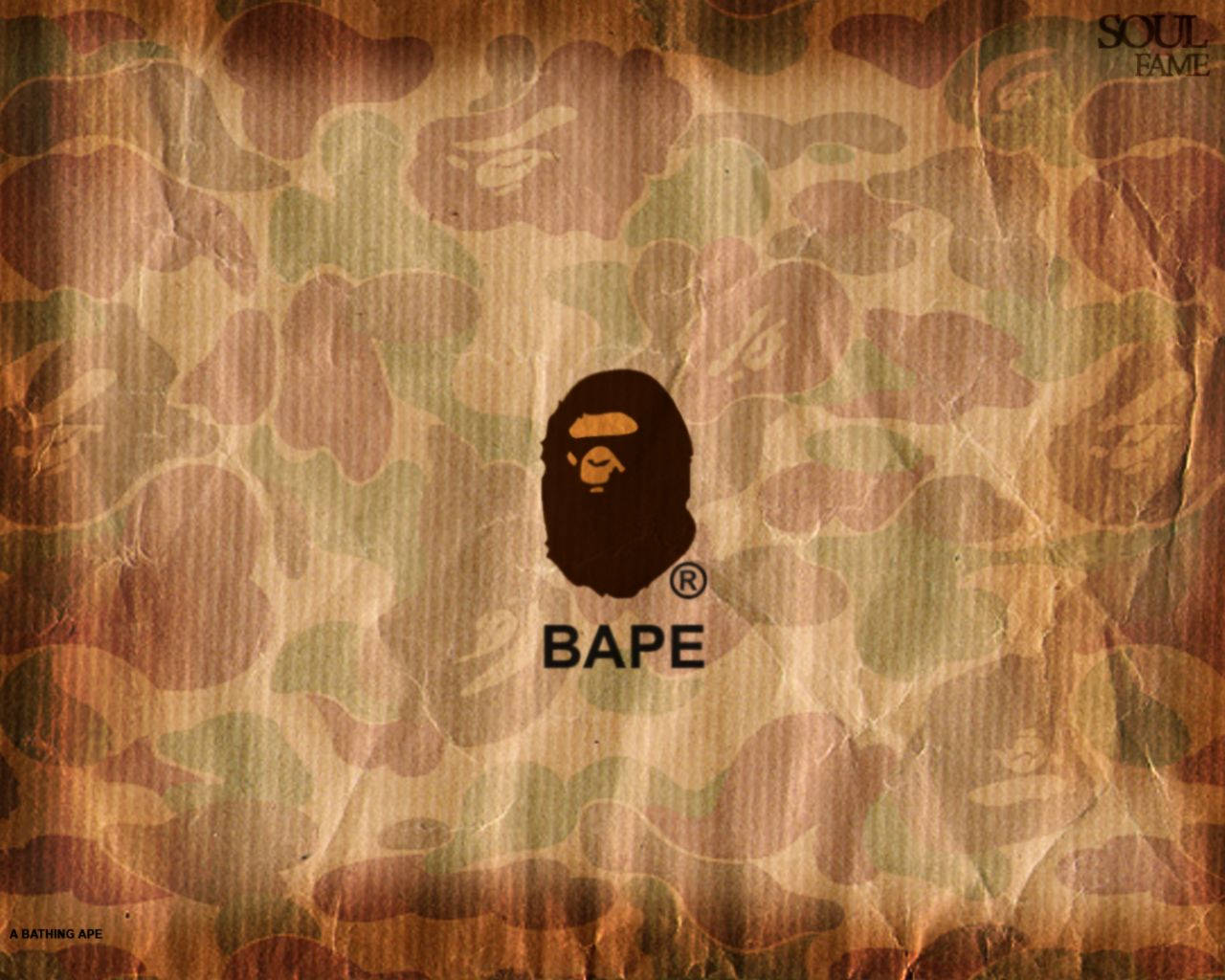 Bright And Bold Bape Logo In A Ruffled Bag Wallpaper