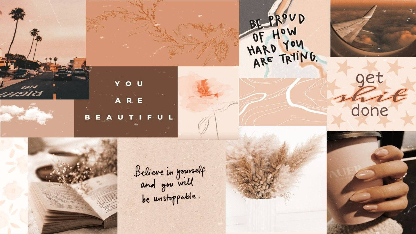 Brown And Cream Collage Pinterest Laptop Wallpaper