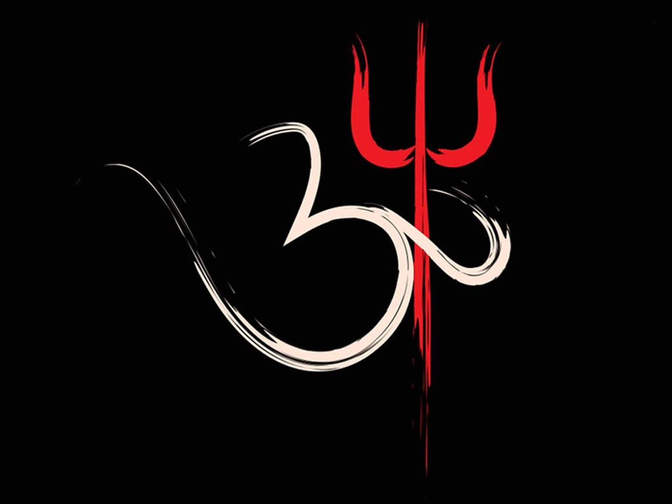 Brushstroke Trishul Symbol Wallpaper