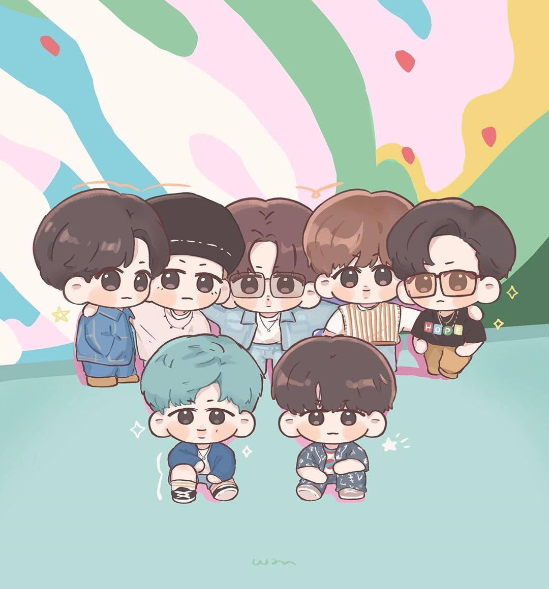 Bts Chibi Pastels Wallpaper