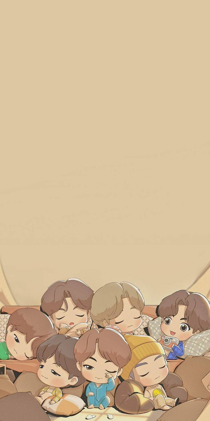 Bts Chibi Sleepover Wallpaper