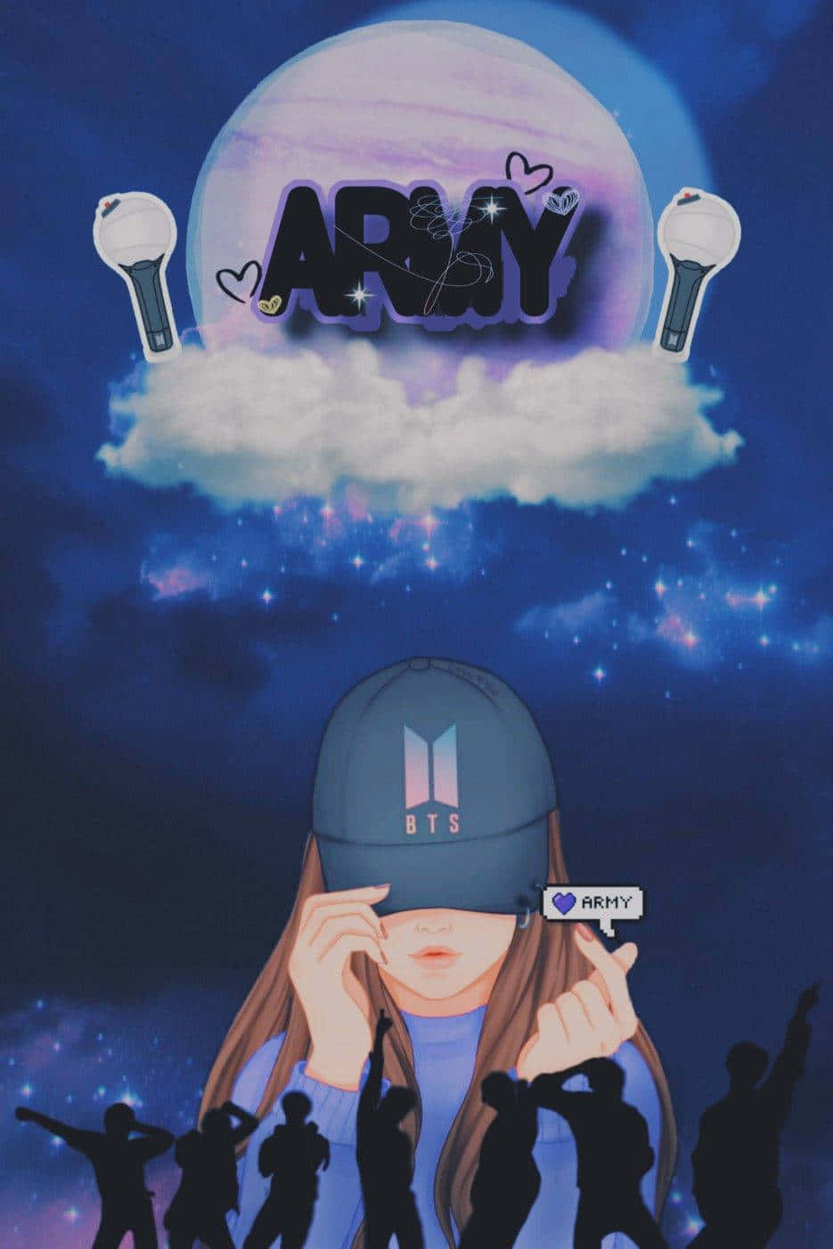 Bts Finger Heart Army Girl Wallpaper