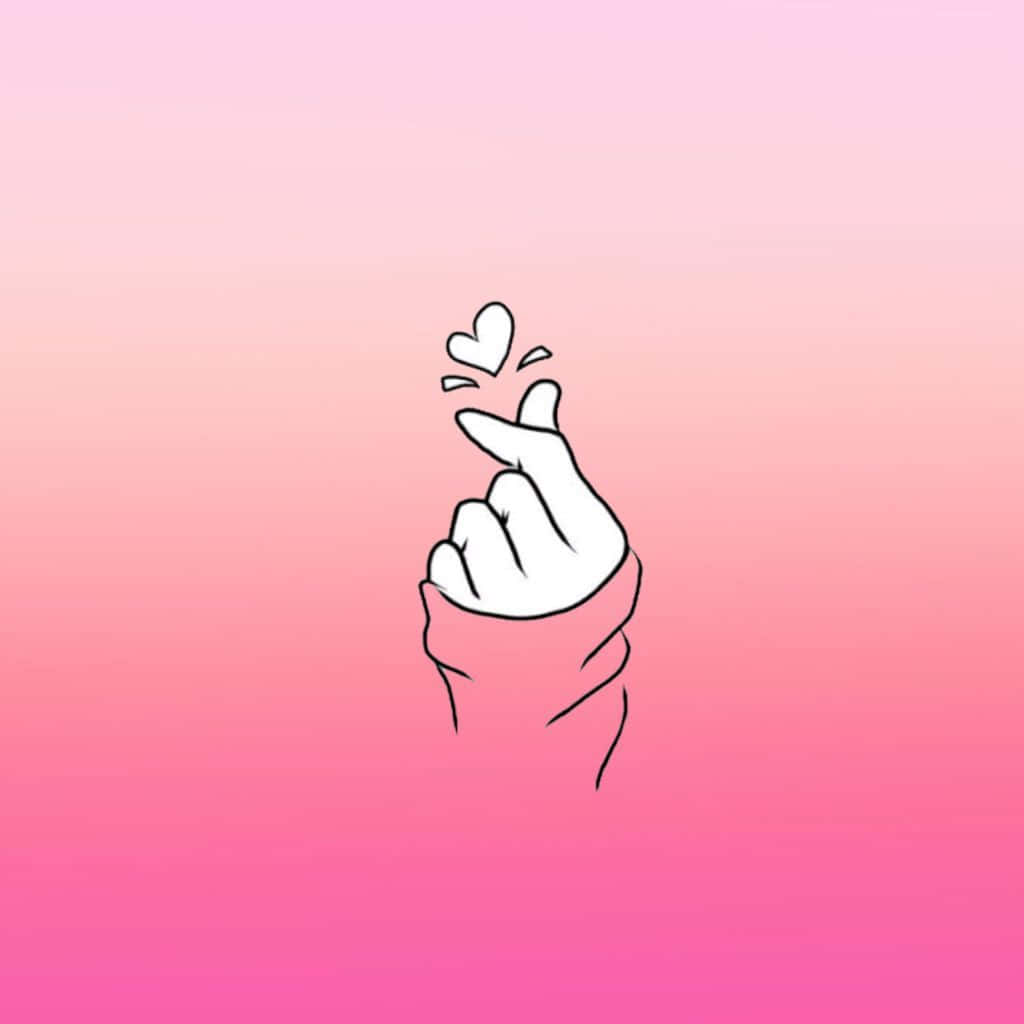 Bts Finger Heart Pink Wallpaper