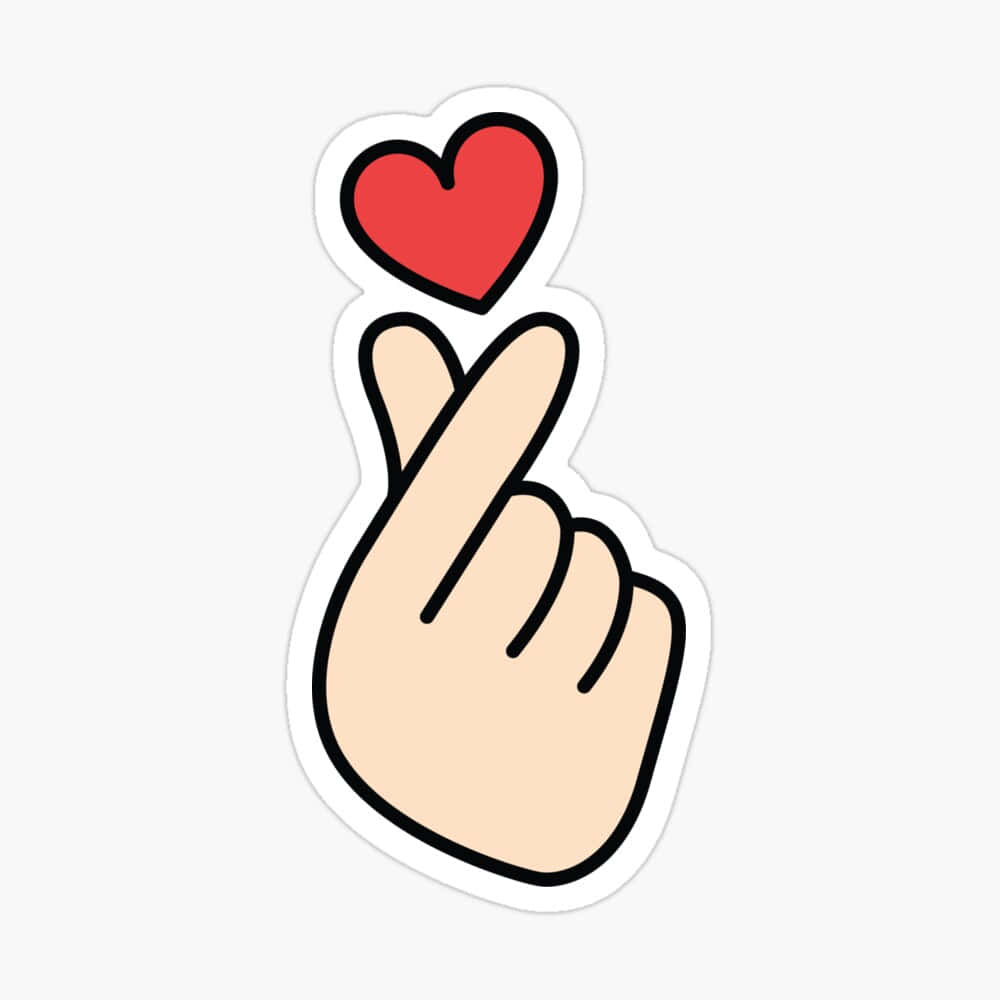 Bts Finger Heart Plain Sticker Wallpaper