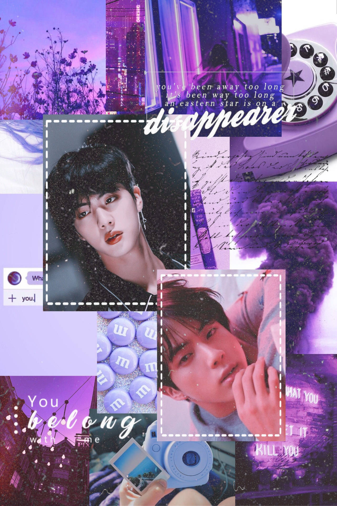 Bts Jin Aesthetic Purple Collage Wallpaper