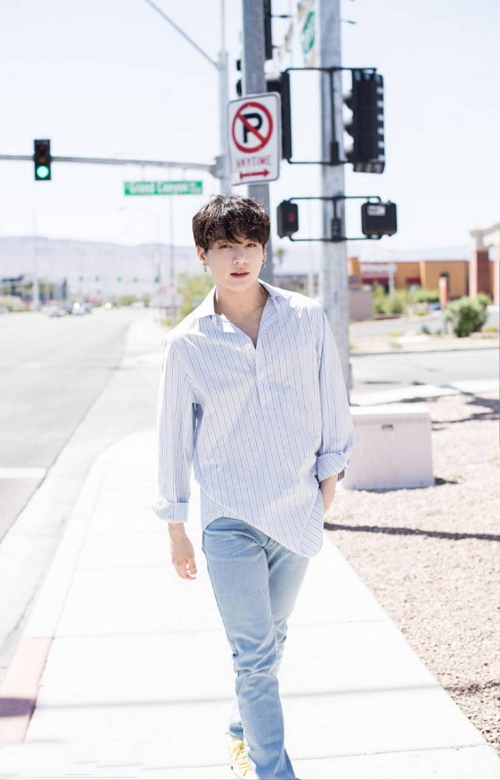 Bts Jk Ethereal Look On Street Wallpaper