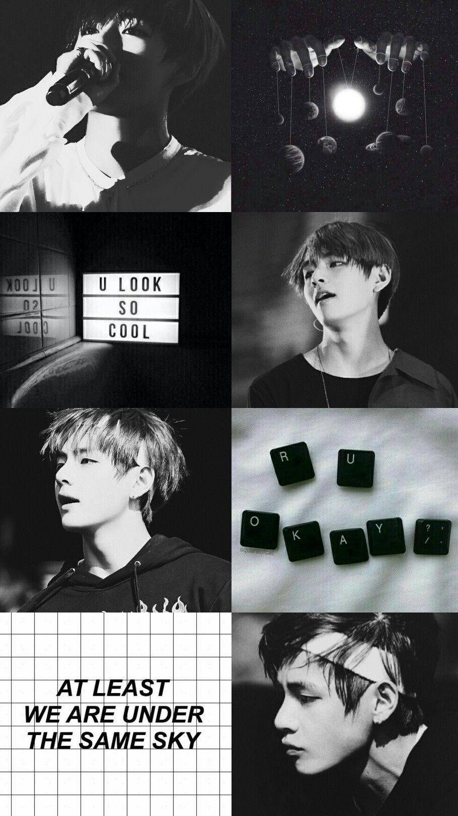 Bts Member V In Bw Aesthetic Wallpaper