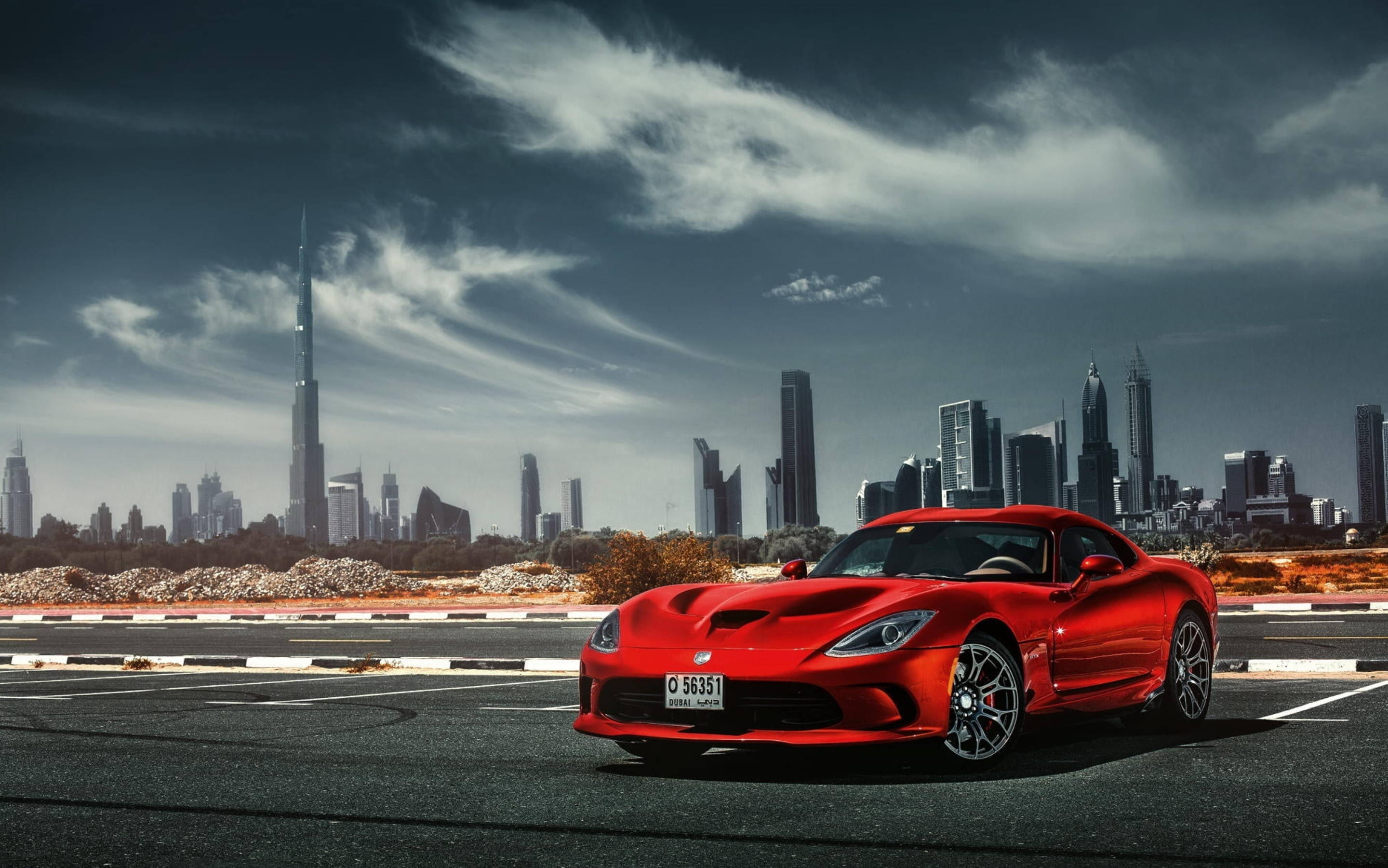 Burj Khalifa And Red Ferrari Wallpaper