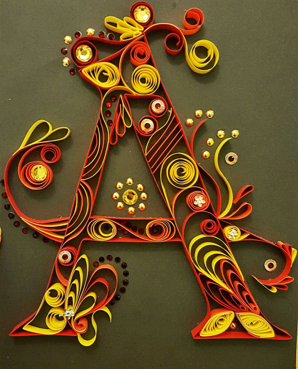 Capital Alphabet Letter A Paper Quilling Artwork Wallpaper