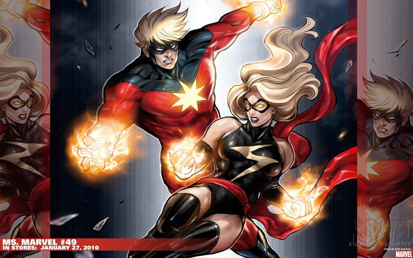 Captain Marvel And Ms. Marvel Unite Wallpaper